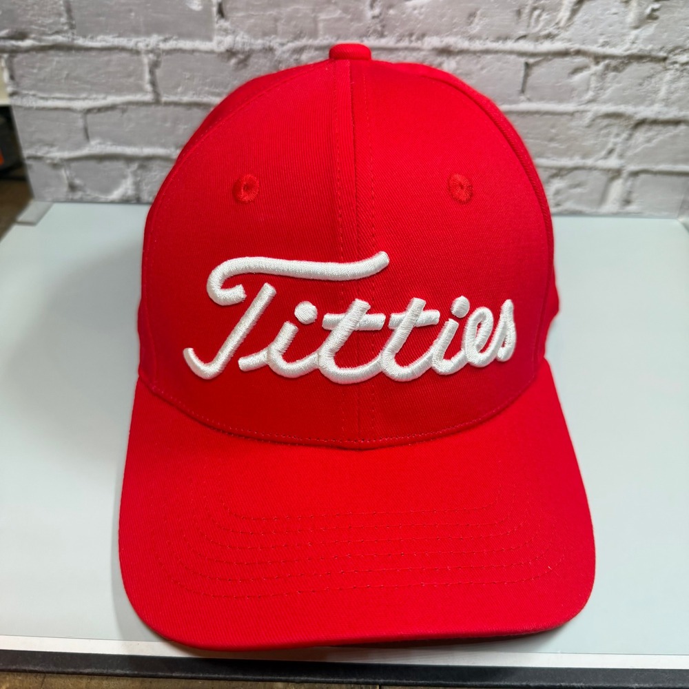 Parody Golf Snapback Hat Mens OSFM Red Titties Embroidered Cap Streetwear